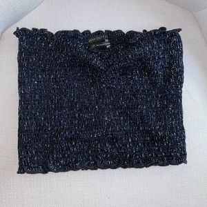 Navy blue sparkly tube top